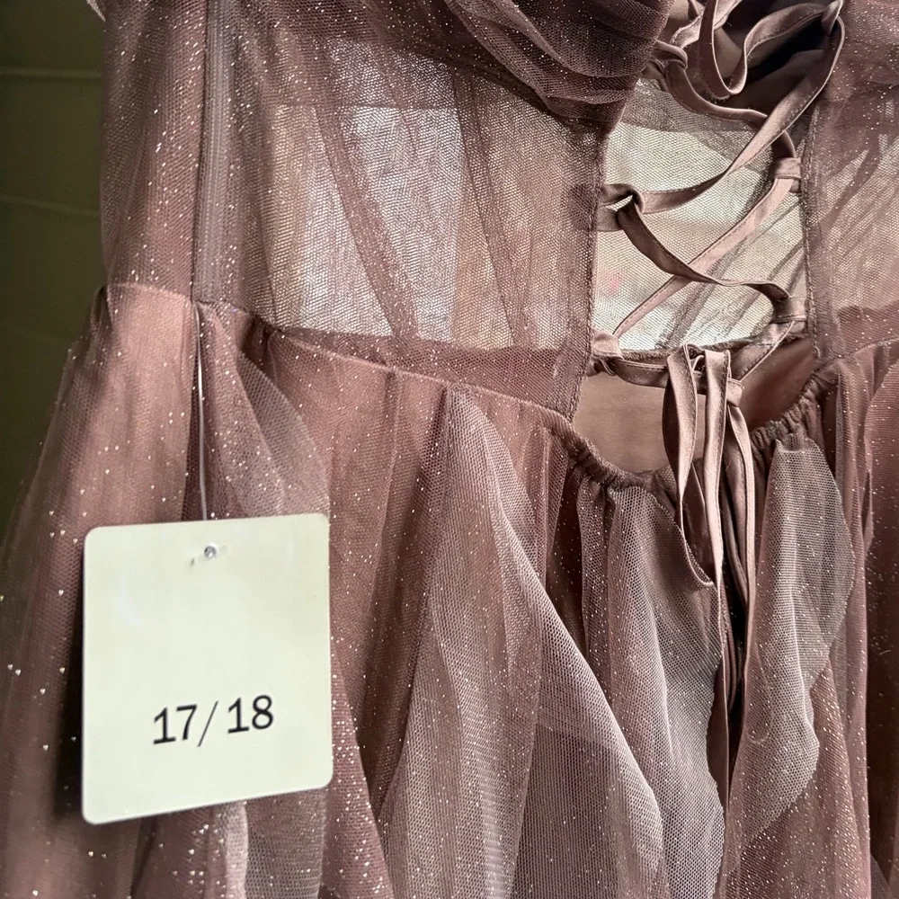 🆕✨Pear Culture 17/18 13/14 Juniors' Sweetheart-Neck Ombre Mesh Fit&Flare Bustier - Picture 12 of 16